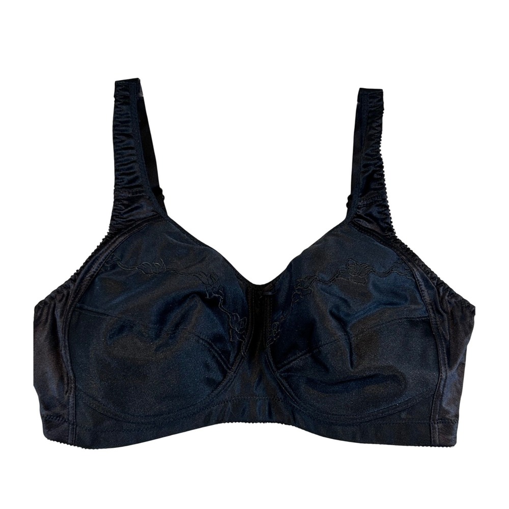 NWT Trulife 420 Mastectomy Bra Black Floral Embroidery Pocketed Wire Free 40C